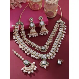 Zaveri Pearls Gold-Plated Kundan-Studded Jewellery Set-picture-31
