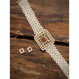 Zaveri Pearls Gold Plated Pearls Choker Necklace Earring Set-ZPFK9104-picture-12