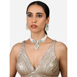 Zaveri Pearls Gold-Plated Stone-Studded & Beaded Jewellery Set-picture-24