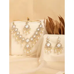 Zaveri Pearls Gold Plated Stone Studded & Beaded Jewellery Set-picture-29