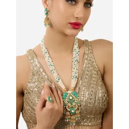 Zaveri Pearls Gold-Plated Stone Studded & Beaded Jewellery Set-picture-38
