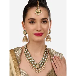 Zaveri Pearls Gold-Plated Stone-Studded & Beaded Jewellery Set-picture-33