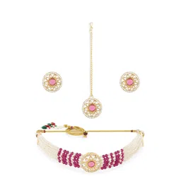 Zaveri Pearls Gold-Plated Stone-Studded & Beaded Jewellery Set-picture-40