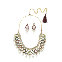 Zaveri Pearls Gold-Plated Stone Studded & Beaded Jewellery Set-picture-42