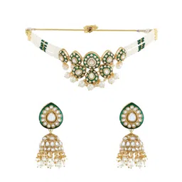 Zaveri Pearls Gold-Plated Stone Studded & Beaded Jewellery Set-picture-27