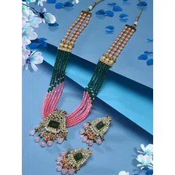 Zaveri Pearls Gold-Plated Stone-Studded & Beaded Jewellery Set-picture-26