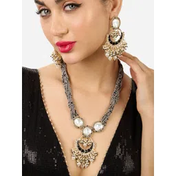 Zaveri Pearls Gold-Plated Stone Studded Jewellery Set-picture-26