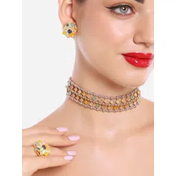 Zaveri Pearls Gold Plated Stones Studded Jewellery Set-picture-23