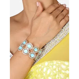 Zaveri Pearls Gold-Plated Stones Studded Wraparound Bracelet-picture-10