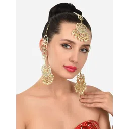 Zaveri Pearls Gold-Plated White & Off-White Kundan-Studded & Pearl Beaded Jewellery Set-picture-32