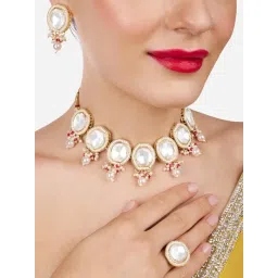 Zaveri Pearls Gold Tone Artificial Stones & Beads Necklace Earring & Ring Set for Women-picture-42