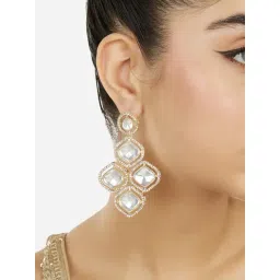 Zaveri Pearls Gold Tone Dazzling Stones Austrian Diamonds Statement Dangler Earrings-ZPFK18007-picture-33