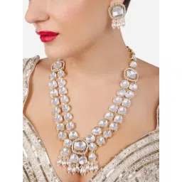 Zaveri Pearls Gold Tone Dazzling Stones Beads Long Bridal Necklace Earring Set-ZPFK17115-picture-20