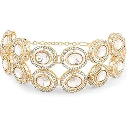 zaveri pearls Gold Tone Double Layered Austrian Diamonds & Artificial Stones Embellished Ethnic Bracelet For Women-ZPFK18427-picture-45