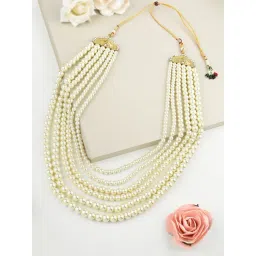 Zaveri Pearls Gold Tone Fusion Wear MultiLayered Pearls Necklace-ZPFK10491-picture-43