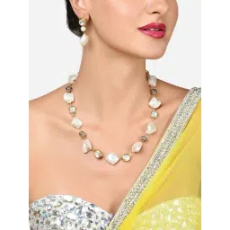 Zaveri Pearls Gold Tone kundan & Beads Fusion Wear Necklace & Earring Set-ZPFK15910-picture-33