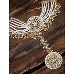 Zaveri Pearls Gold Tone Kundan & Pearls Mesmerising Hand Harness - ZPFK9443-picture-14