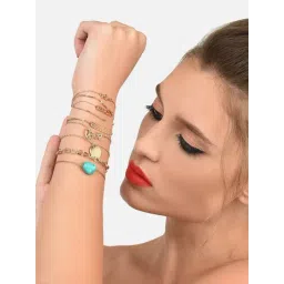 Zaveri Pearls Gold Tone Set of 9 Contemporary Stackable Bracelets-ZPFK17725-picture-23