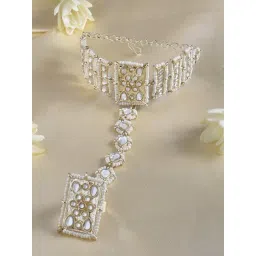 Zaveri Pearls Gold Tone Traditional Kundan & Pearls Hand Harness-ZPFK15352-picture-15