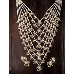 Zaveri Pearls Gold-Toned & White Kundan-Studded Jewellery Set-picture-10