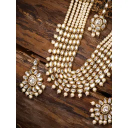 Zaveri Pearls Gold Toned Kundan & Pearls Traditional Jewellery Set-picture-36