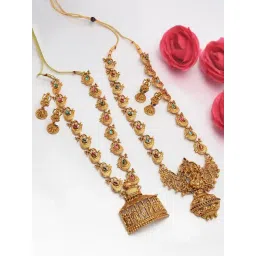 Zaveri Pearls Golden Alloy Necklace & Earring Set-picture-37