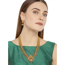 Zaveri Pearls Golden Alloy Necklace & Earring Set-picture-36