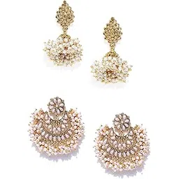 zaveri pearls Golden Non Precious Metal Dangler Earrings for Women (ZPFK9040)-picture-11