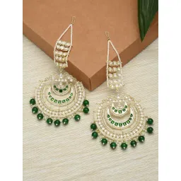 Zaveri Pearls Green Beads Traditional Kundan Dangler Earrings - ZPFK12201-picture-17