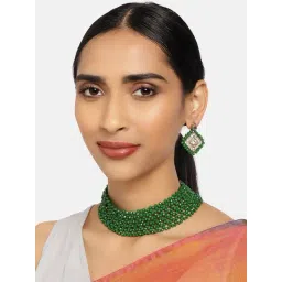 Zaveri Pearls Green Crystal Shine Beaded Ethnic Necklace & Earring Set-ZPFK9954-picture-47