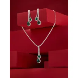 Zaveri Pearls Green Dazzling Austrian Diamonds Bling Necklace & Earring Set-picture-37