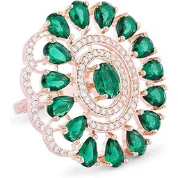 zaveri pearls Green Dazzling Cubic Zirconia Contemporary Brass Adjustable Finger Ring For Women-ZPFK16096-picture-27