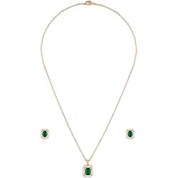 zaveri pearls Green Dazzling Cubic Zirconia Contemporary Pendant With Chain & Earring Set For Women-ZPFK19061-picture-52