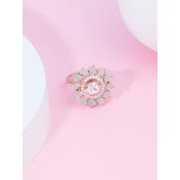 Zaveri Pearls Green Dazzling Cubic Zirconia Party Bling Brass Adjustable Ring for Women-picture-18