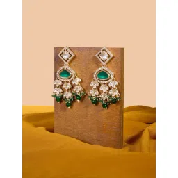 Zaveri Pearls Green Stone Beads Dazzling Austrian Diamonds Dangle Earrings-ZPFK18093-picture-37
