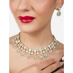 Zaveri Pearls Kundan-Studded & Pearl Beaded Jewellery Set-picture-18