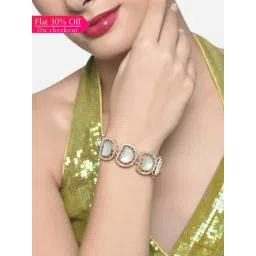 Zaveri Pearls Mint Green Stones & Dazzling Austrian Diamond Ethnic Bracelet -ZPFK16408-picture-47