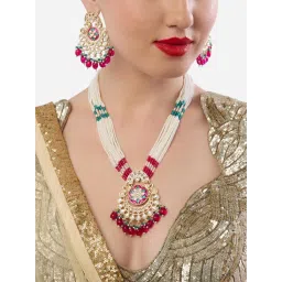 Zaveri Pearls Multi-Color Meenakari Stones Multistrand Jewellery Set-picture-39