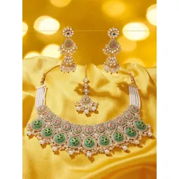 Zaveri Pearls Multi-Color Stone and Pearl Cluster Beads Jewellery Set-picture-16