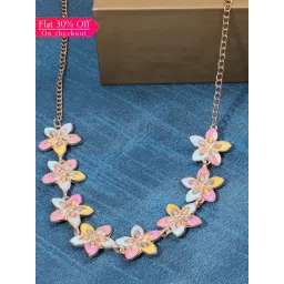 Zaveri Pearls Multicolor Enamel Contemporary Floral Necklace-ZPFK15955-picture-44