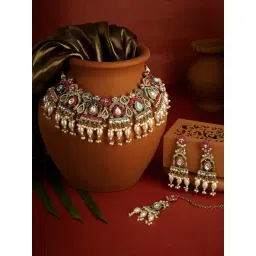 Zaveri Pearls Multicolour Stones Beads Drop Jewellery Set-picture-33
