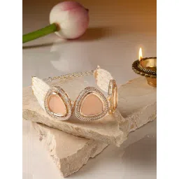 Zaveri Pearls Peach Multistrand Dazzling Austrian Diamonds & Beads Bracelet-ZPFK16667-picture-48