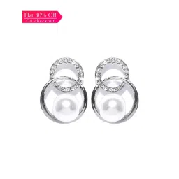 Zaveri Pearls Pearl White & Clear Alloy Drop Earrings-image-40