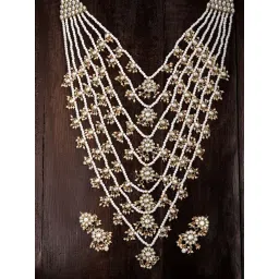 Zaveri Pearls Pearl White & Clear Alloy Necklace & Earring Set-image-42