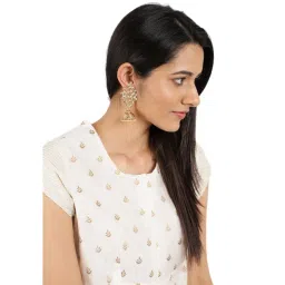 Zaveri Pearls Pearl White & Golden Alloy Jhumki Earrings-picture-33