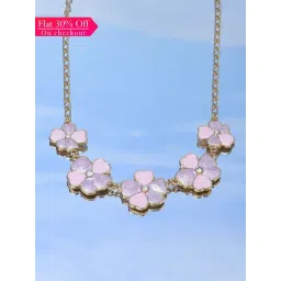 Zaveri Pearls Pink & Purple Enamel Flowers Contemporary Necklace-ZPFK15160-picture-11