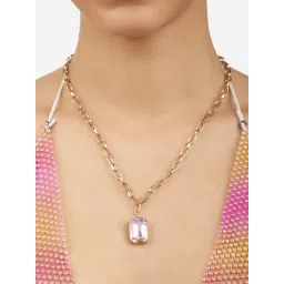 Zaveri Pearls Pink Dazzling Stone Embellished Contemporary Classy Pendant & Chain-ZPFK17203-picture-16