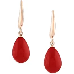 zaveri pearls Red Teardrop Contemporary Brass Rose Gold Plated Drop Earring For Women-ZPFK15876-picture-13