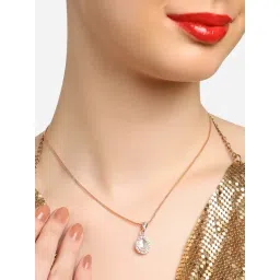 Zaveri Pearls Rose Gold Austrian Diamond Drop Shape Pendant & Chain-ZPFK16812-picture-29