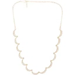 zaveri pearls Rose Gold Contemporary Cubic Zirconia Crescent Shape Sleek Necklace For Women-ZPFK15270-picture-10